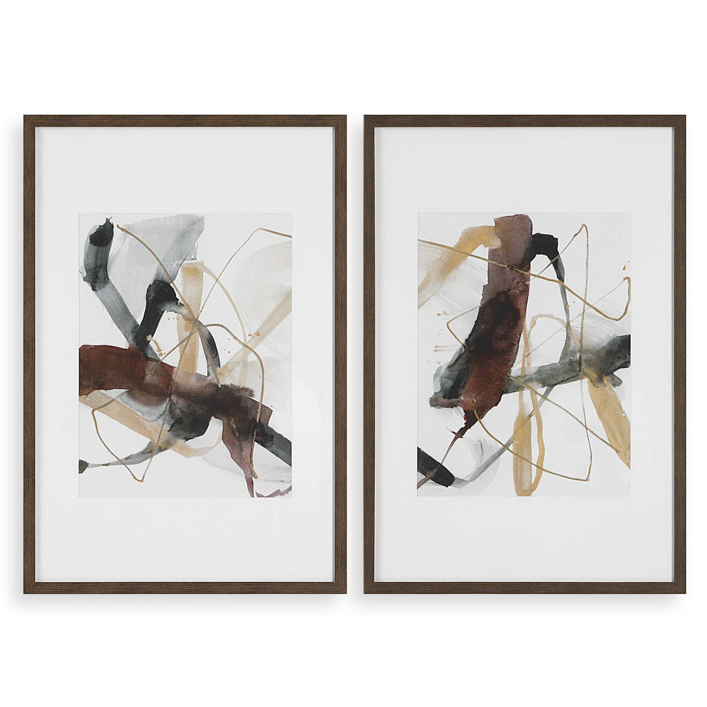 Abbyson Home Burgundy Interjection Abstract Prints Set/2