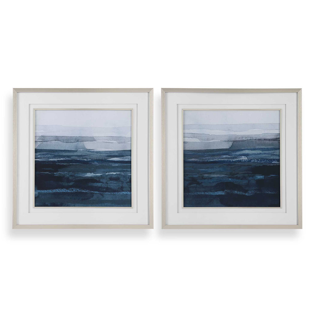 Abbyson Home Rising Blue Abstract Framed Prints Set/2