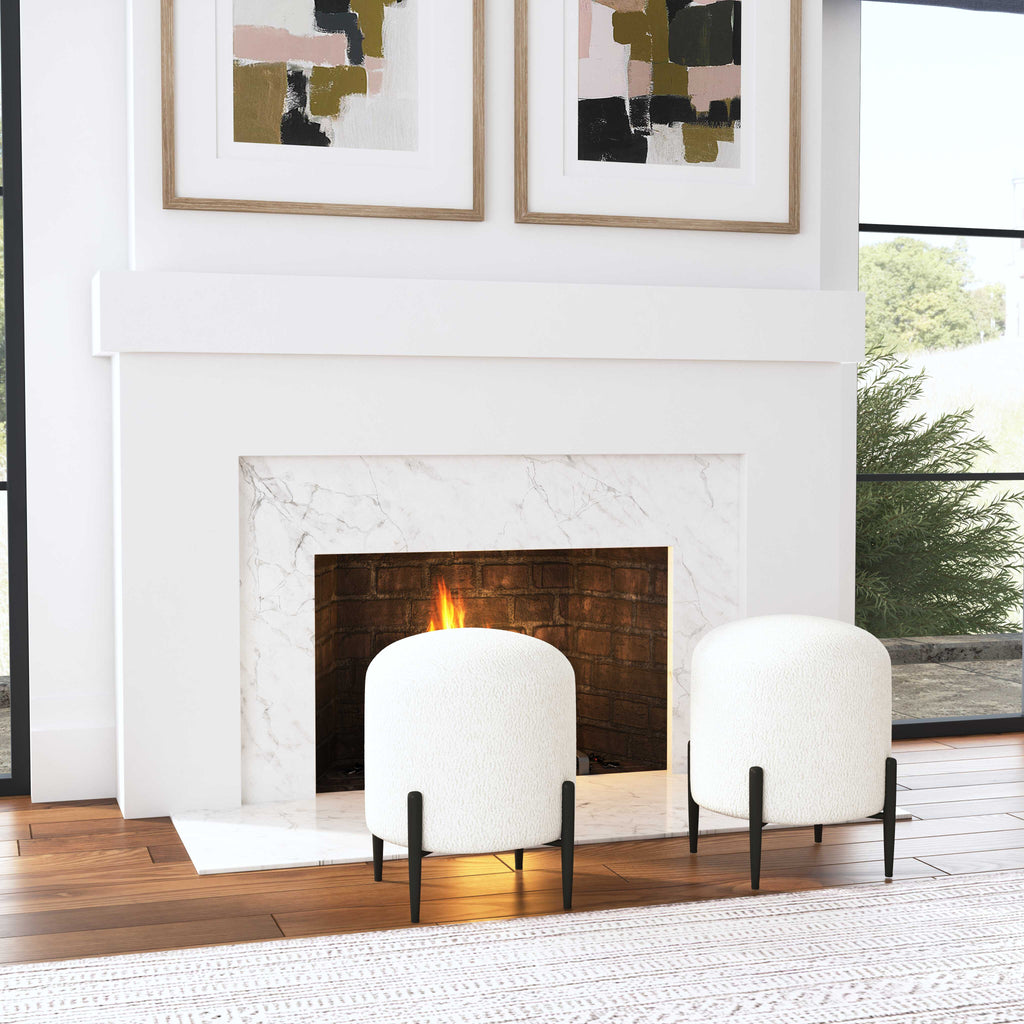 Abbyson Home Arles White Shearling Ottoman