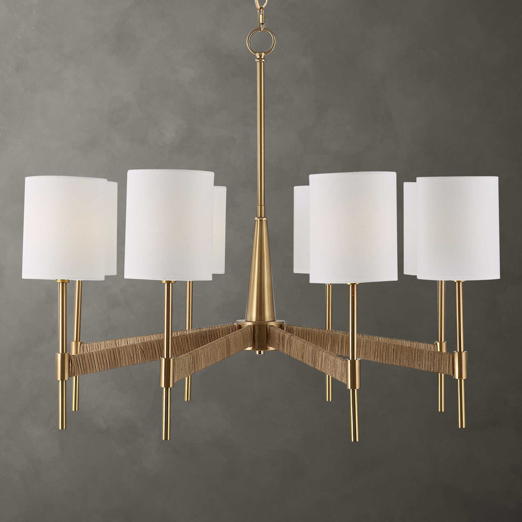 Abbyson Home Lautoka Rattan 8 Light Chandelier