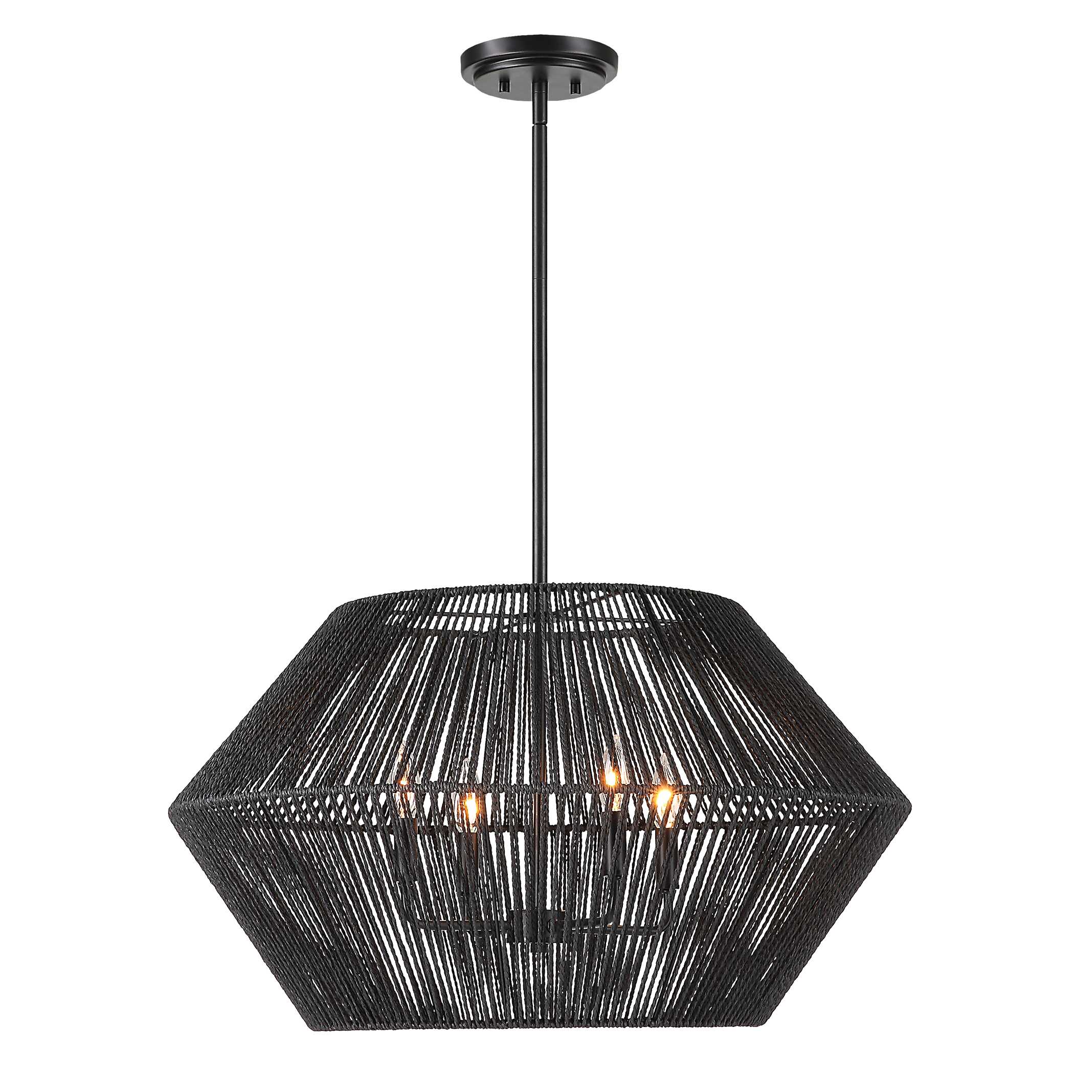 Abbyson Home Suva 4 Light Black Rope Pendant