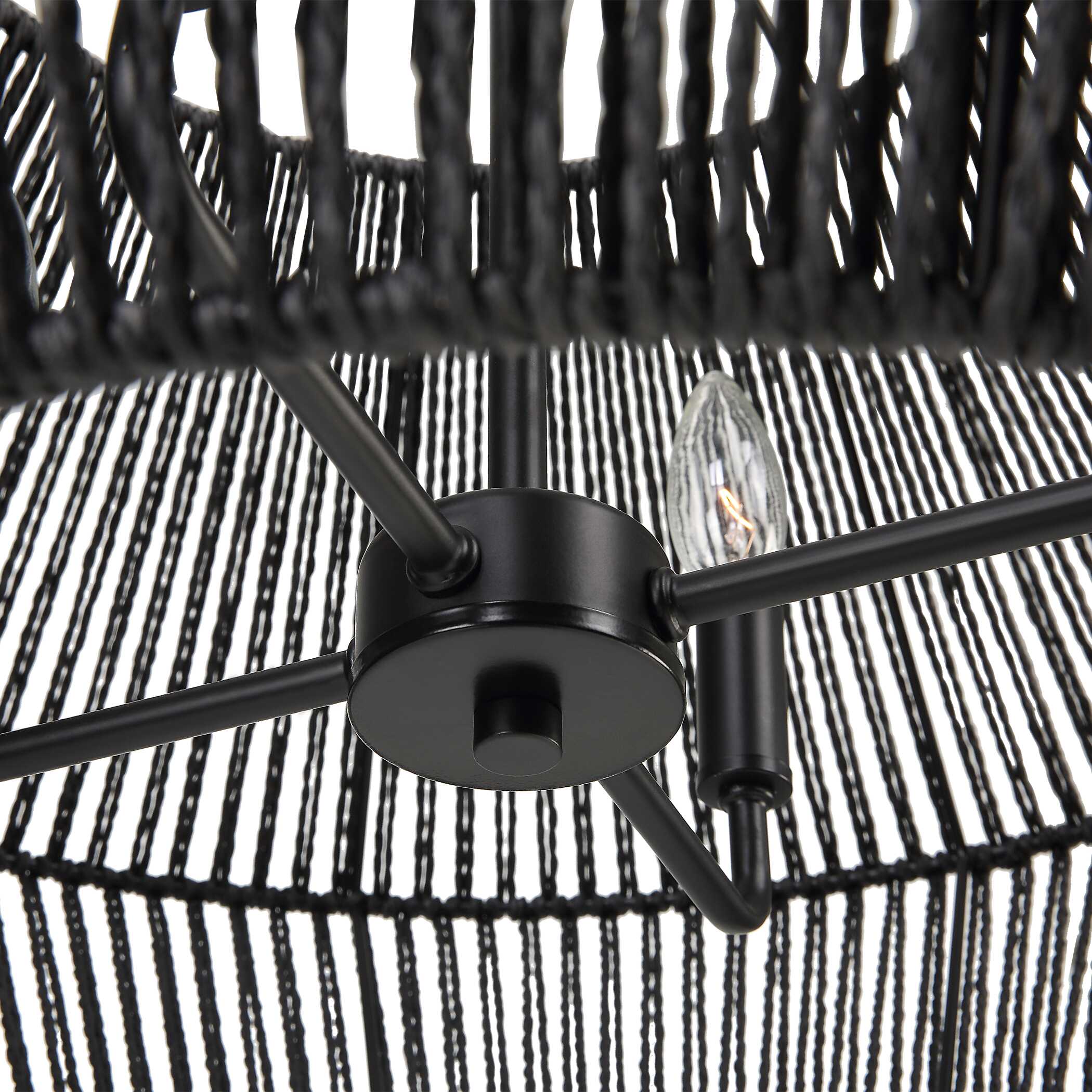 Abbyson Home Suva 4 Light Black Rope Pendant