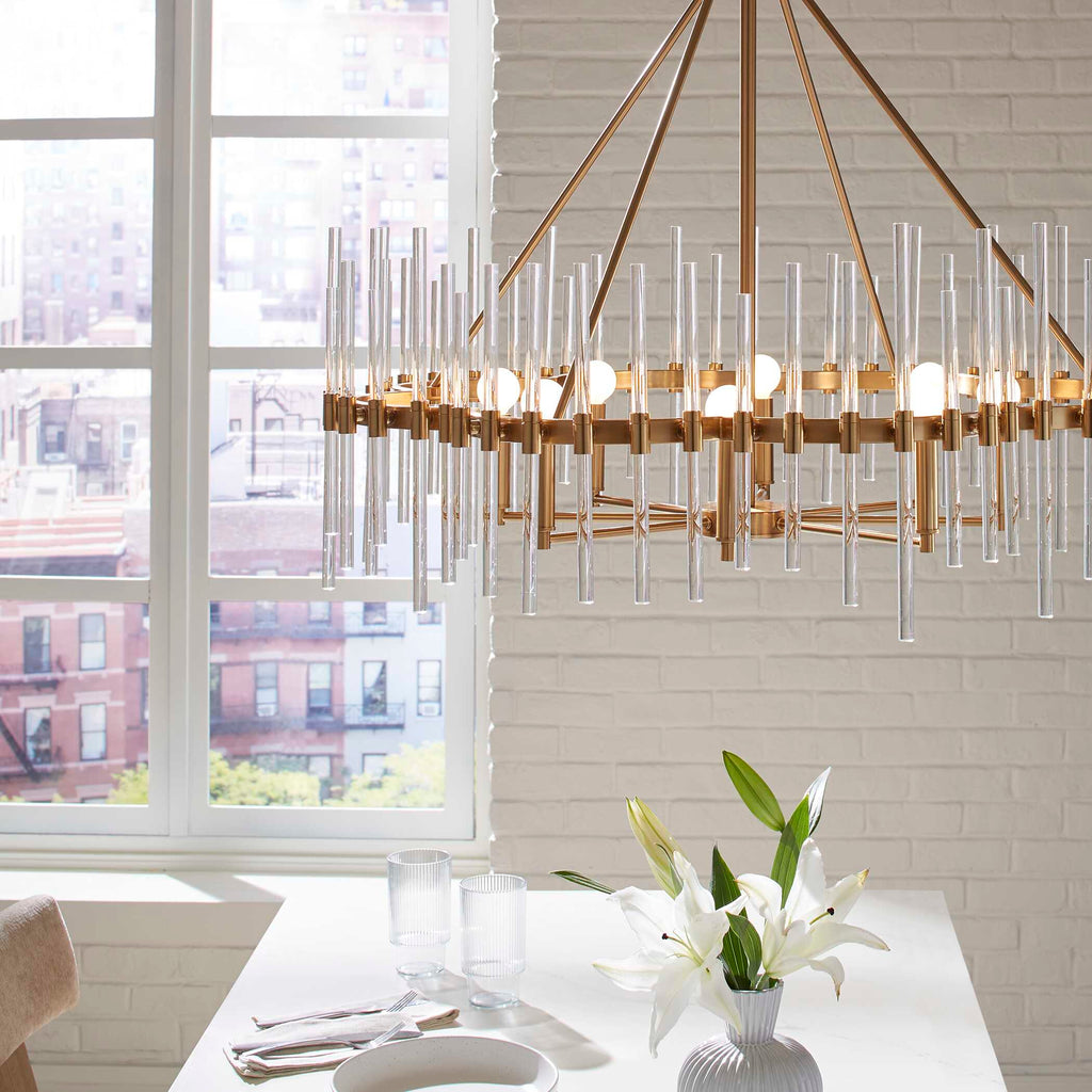 Abbyson Home Crystal Stick 8 Light Brass Chandelier