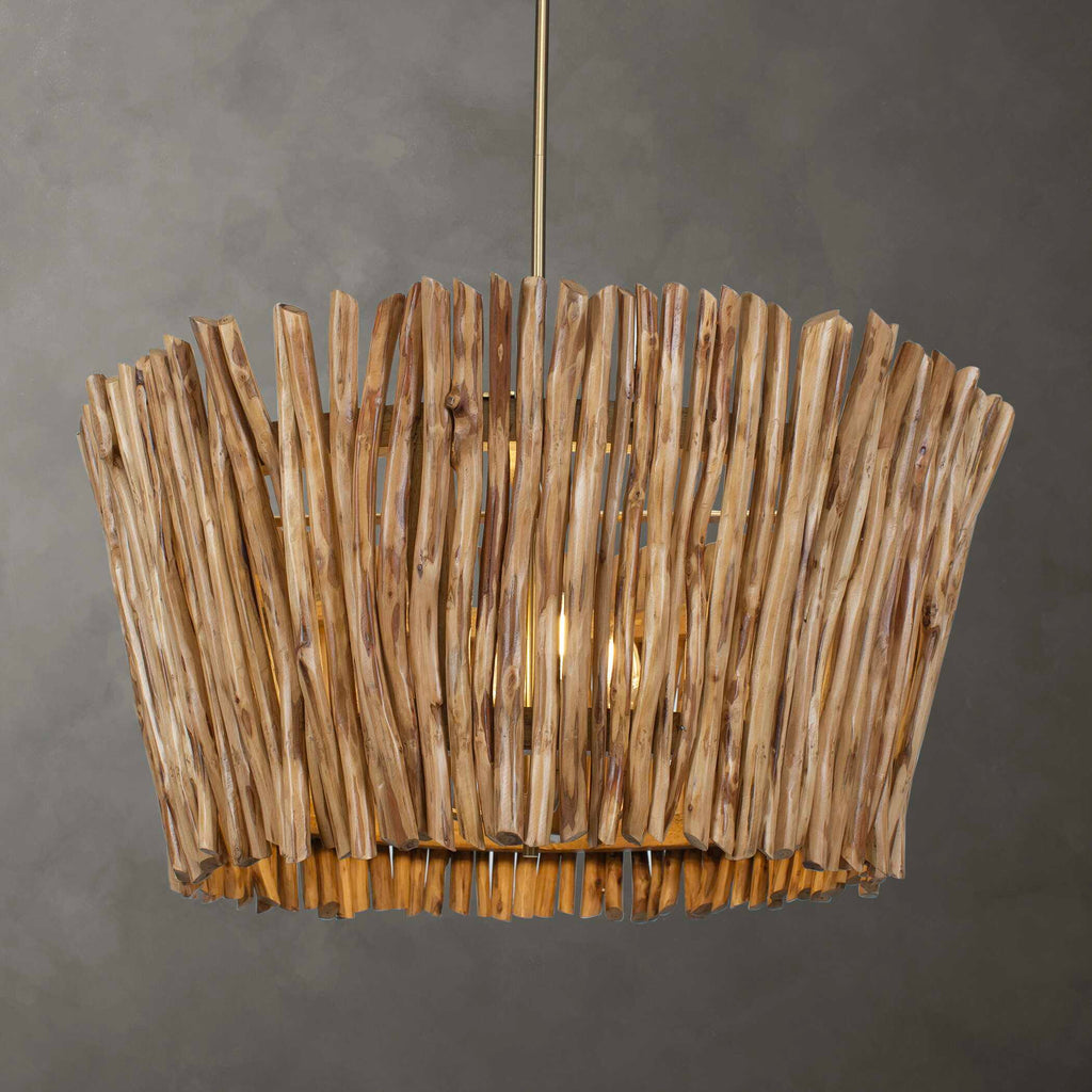 Abbyson Home Rhea 4 Light Wood Branch Chandelier
