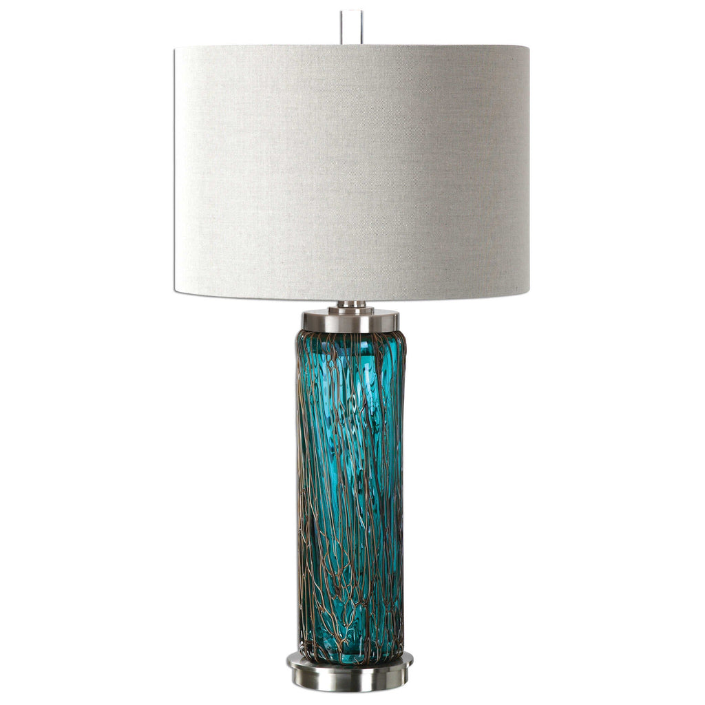 Abbyson Home Almanzora Blue Glass Lamp