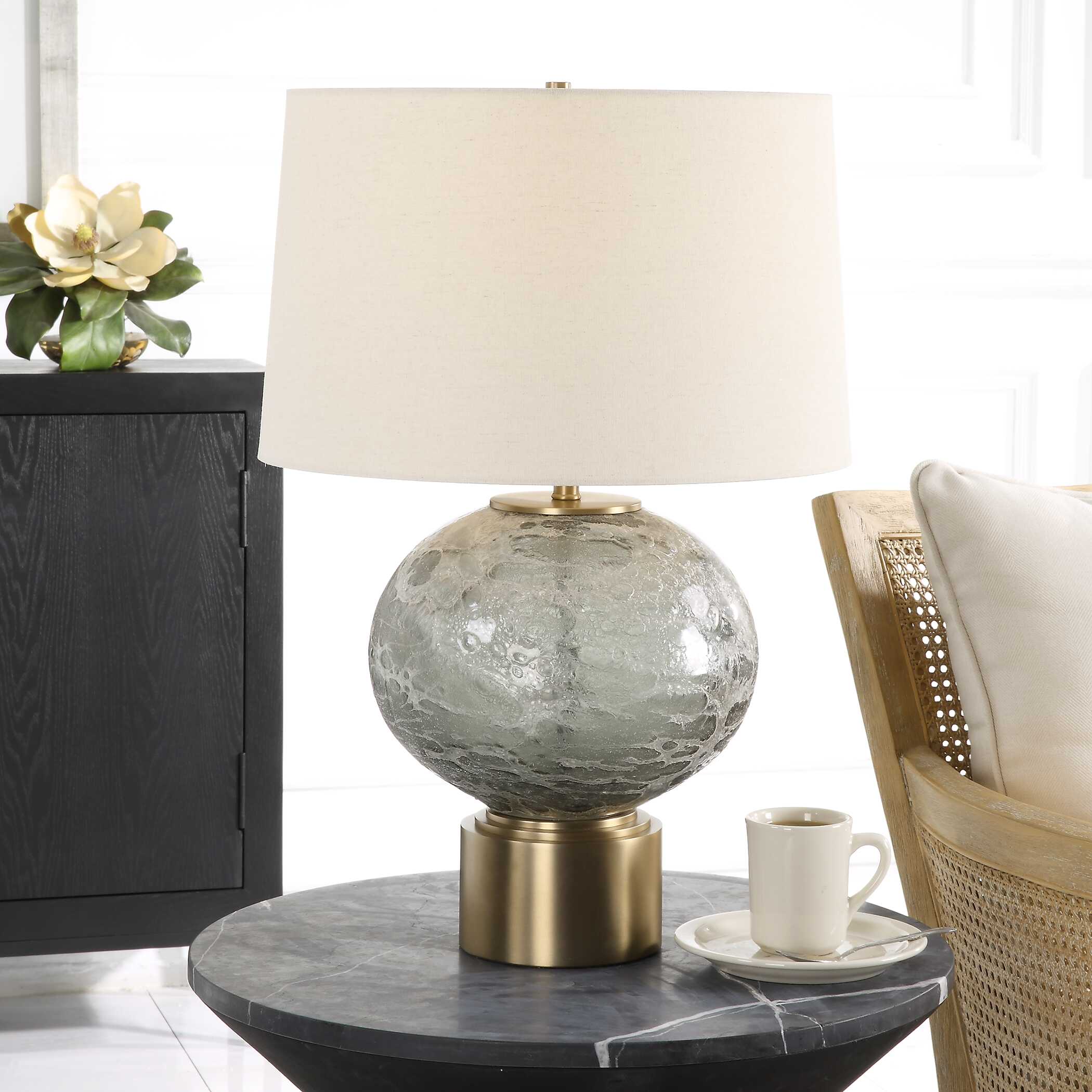 Abbyson Home Lunia Gray Glass Table Lamp