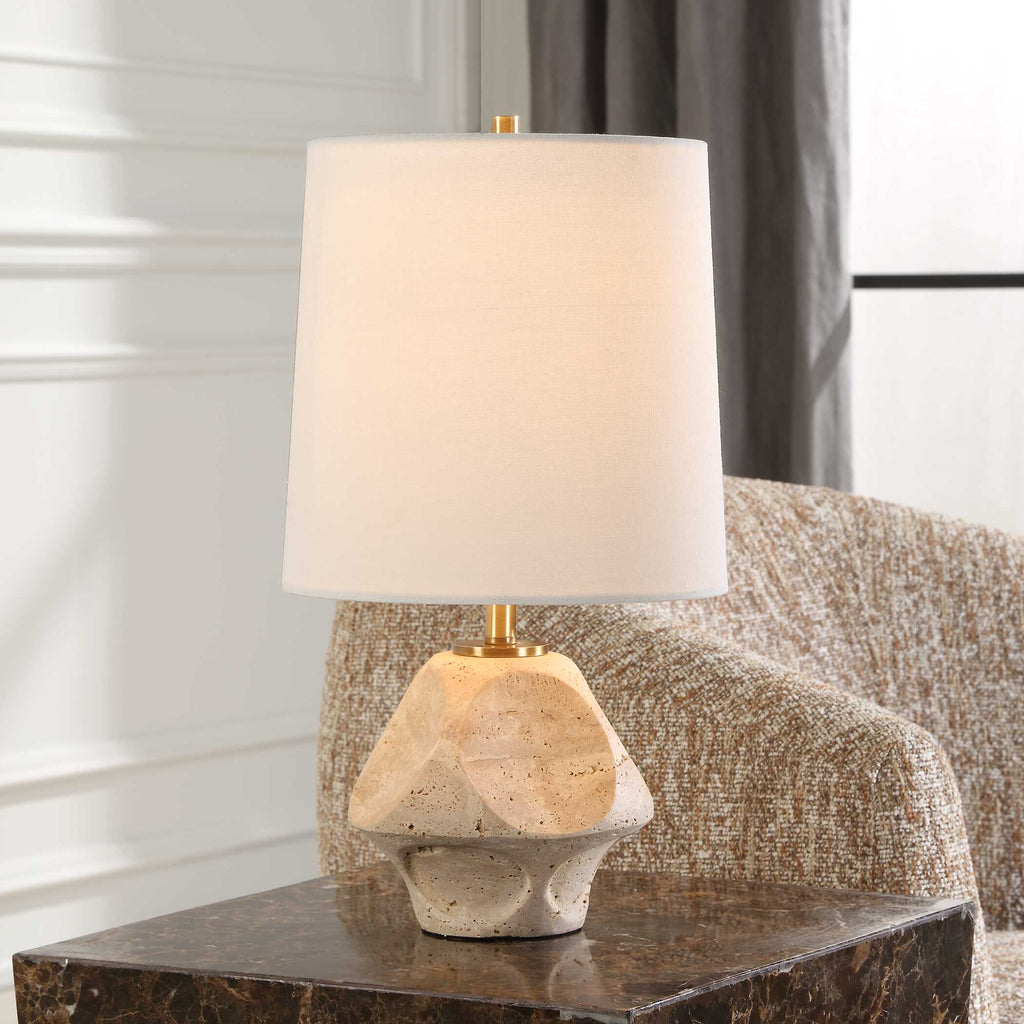 Abbyson Home Indent Travertine Accent Lamp