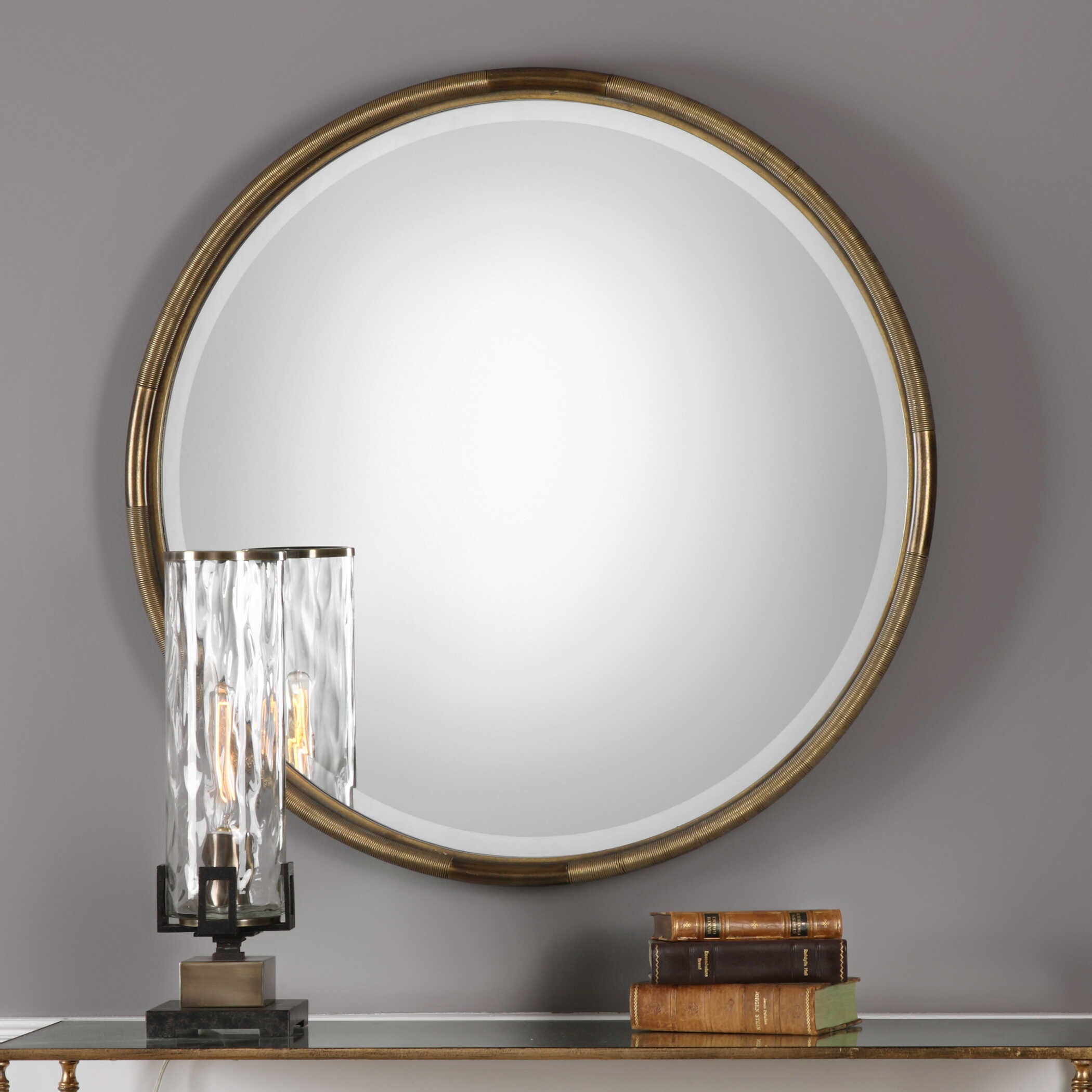 Abbyson Home Finnick Iron Coil Round Mirror