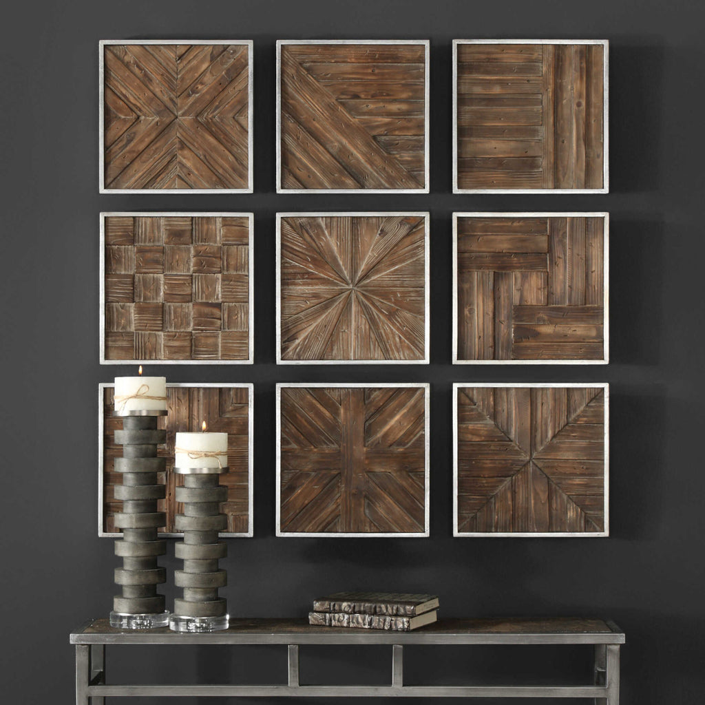 Abbyson Home Bryndle Rustic Wooden Squares Set/9