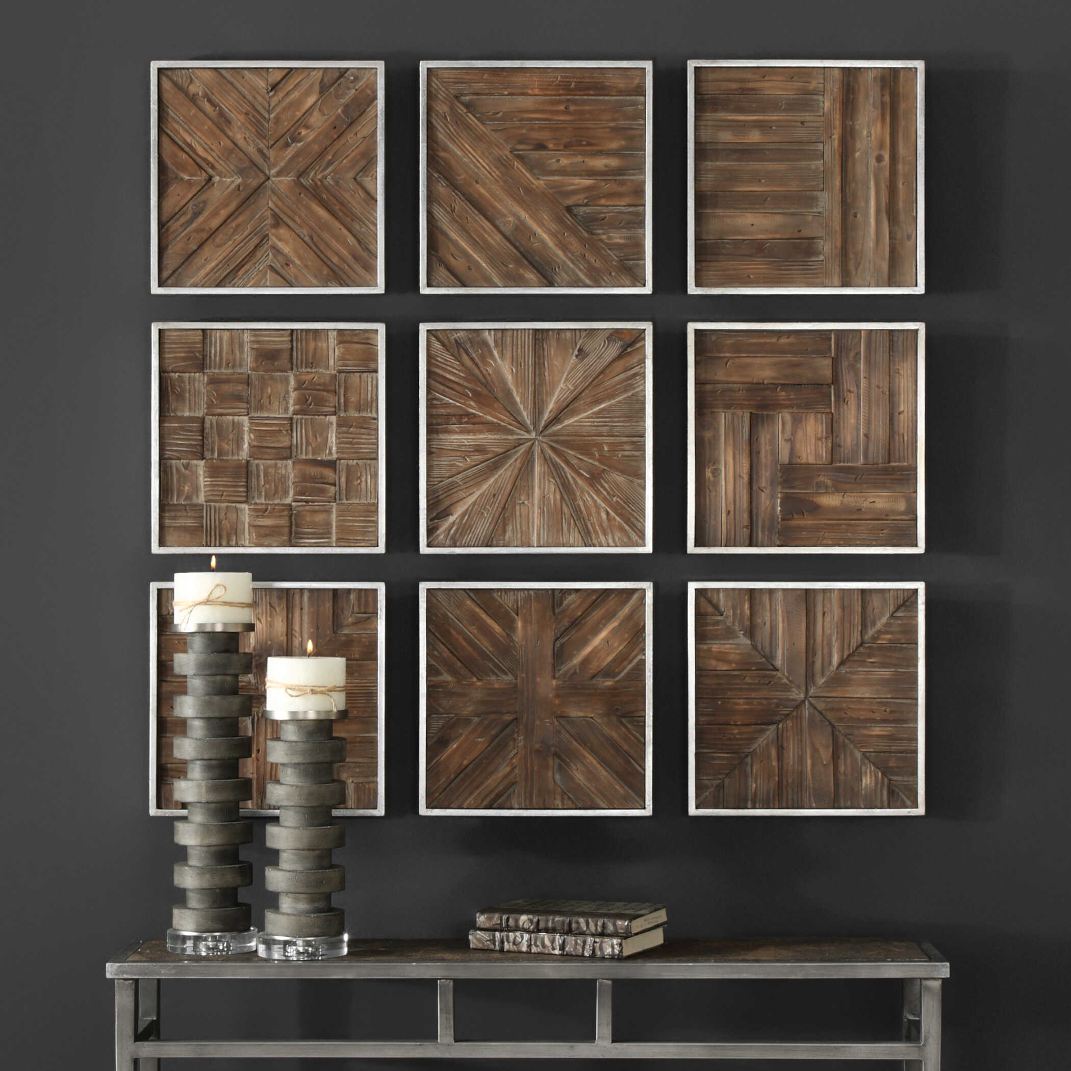 Abbyson Home Bryndle Rustic Wooden Squares Set/9
