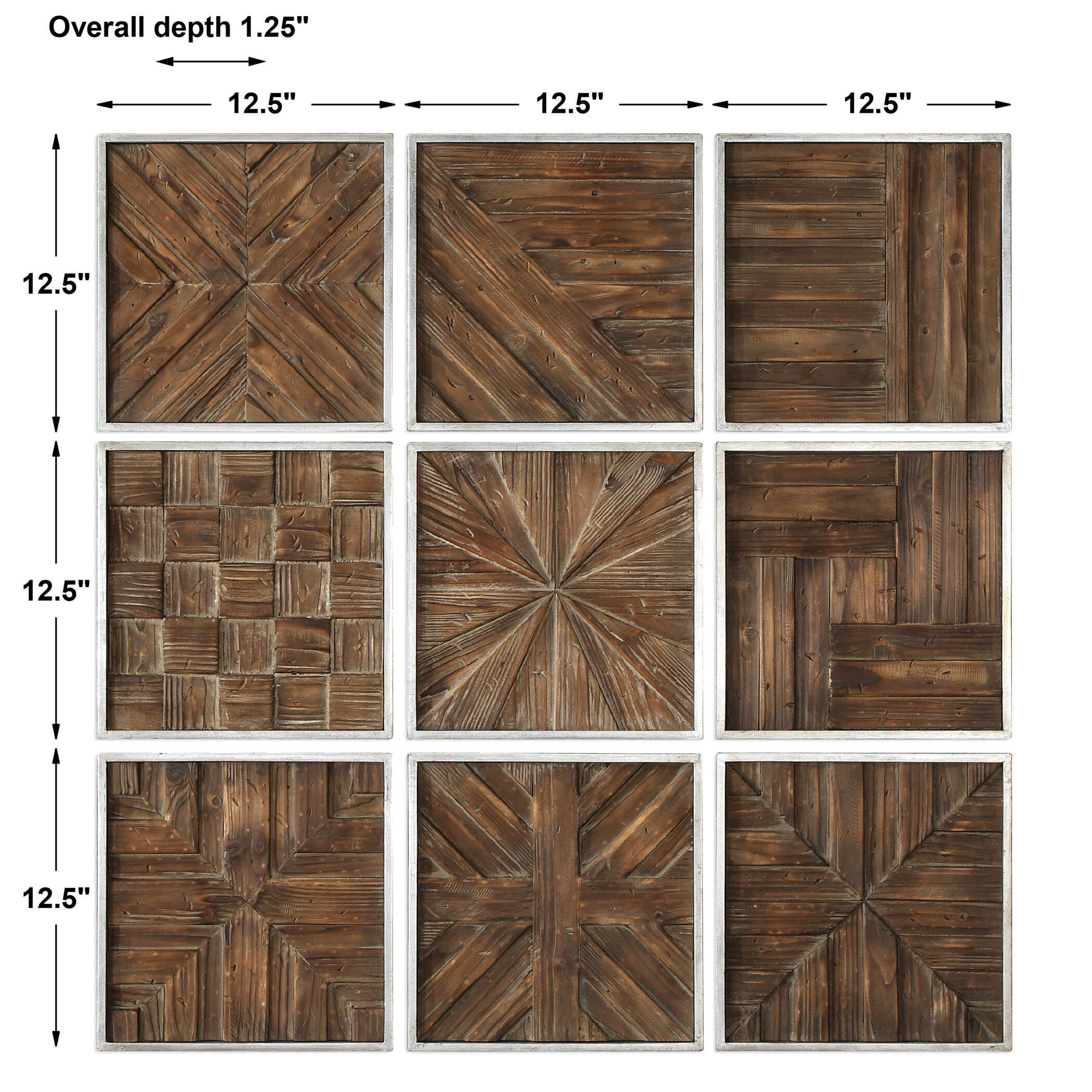 Abbyson Home Bryndle Rustic Wooden Squares Set/9