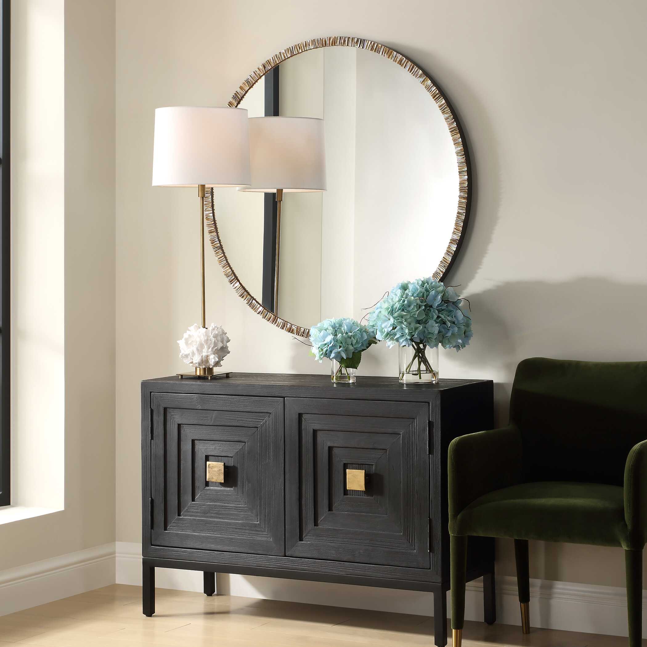 Abbyson Home Odeon Shell Inlay Round Mirror