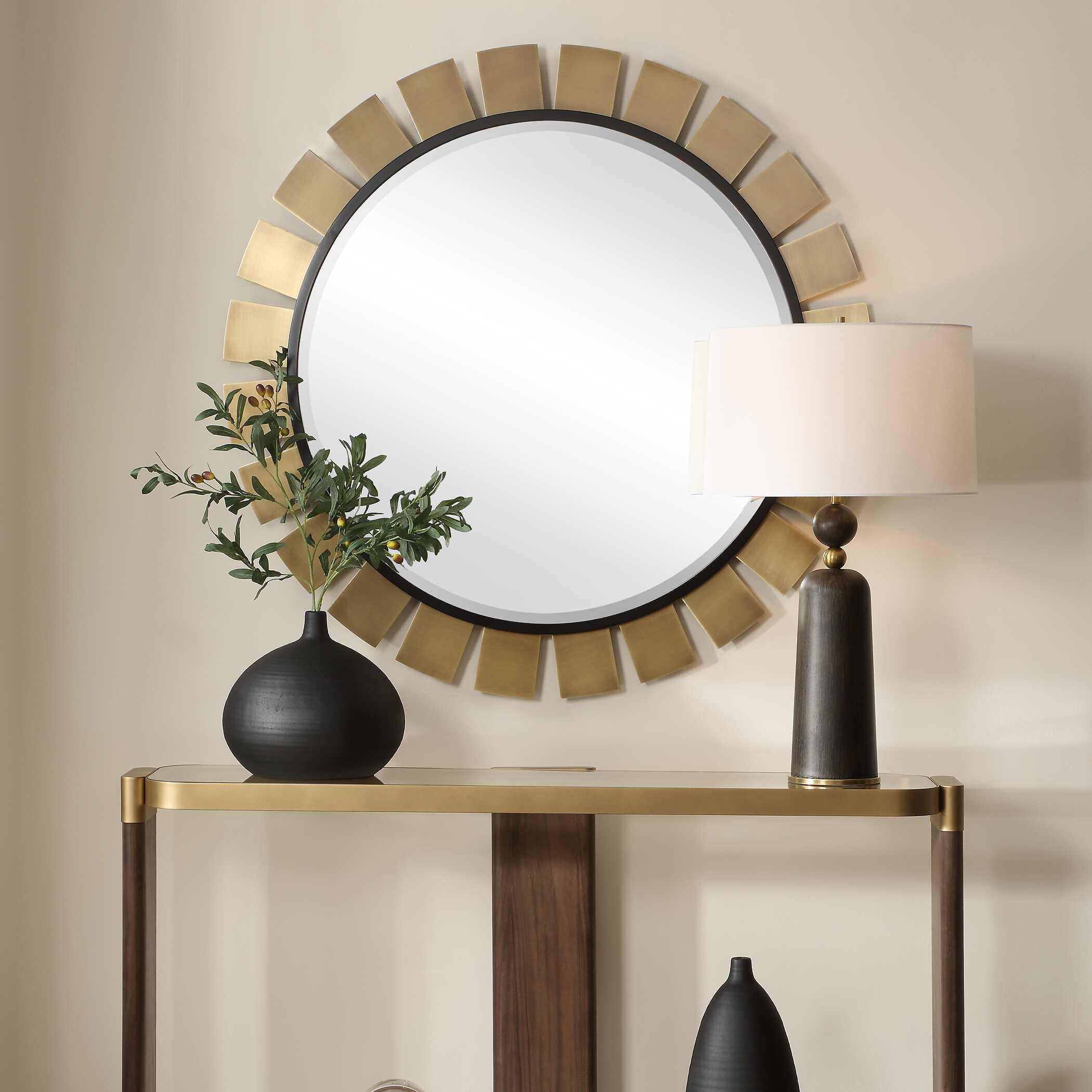Abbyson Home Toluca Round Brass Mirror