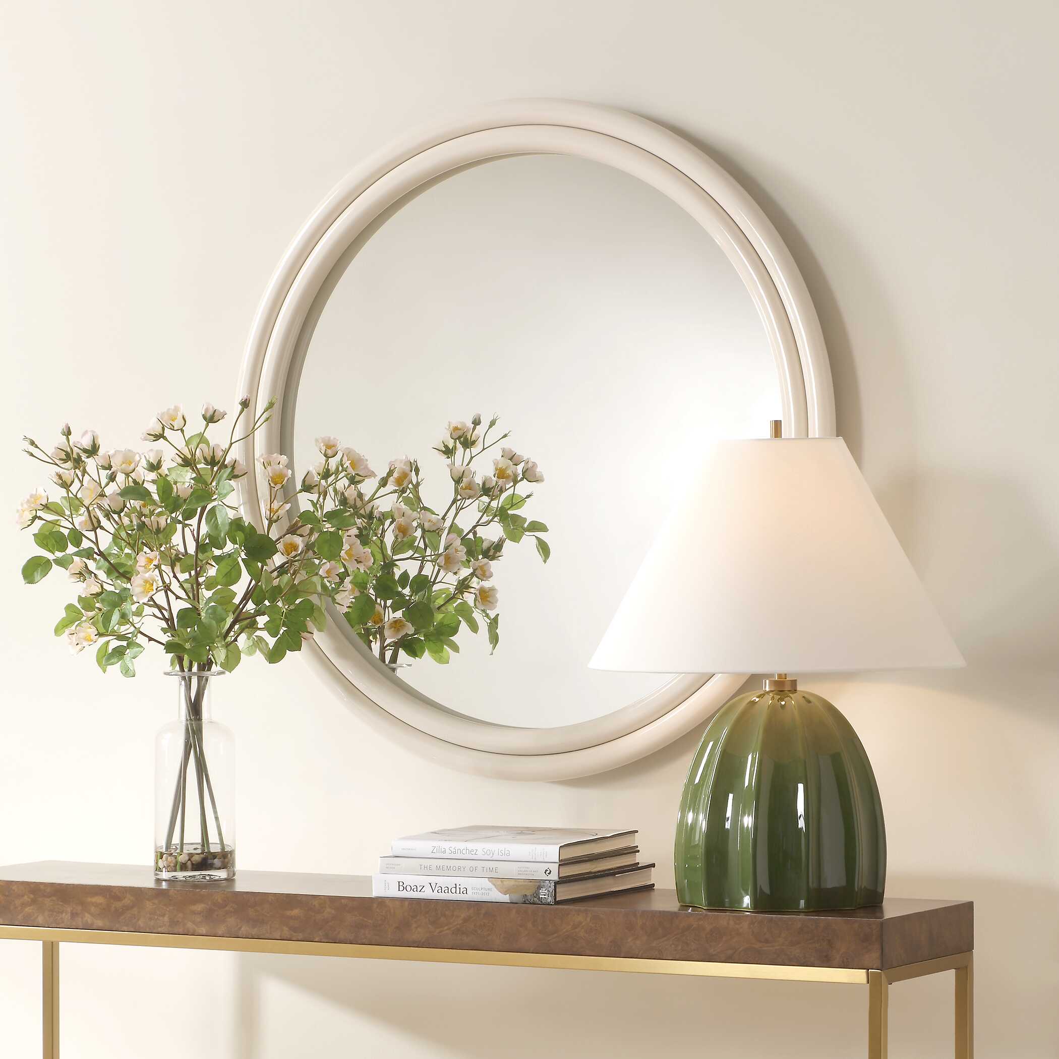 Abbyson Home Florian Warm White Round Mirror
