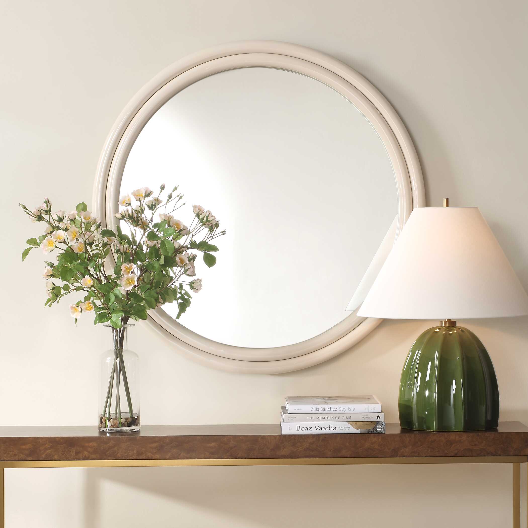 Abbyson Home Florian Warm White Round Mirror