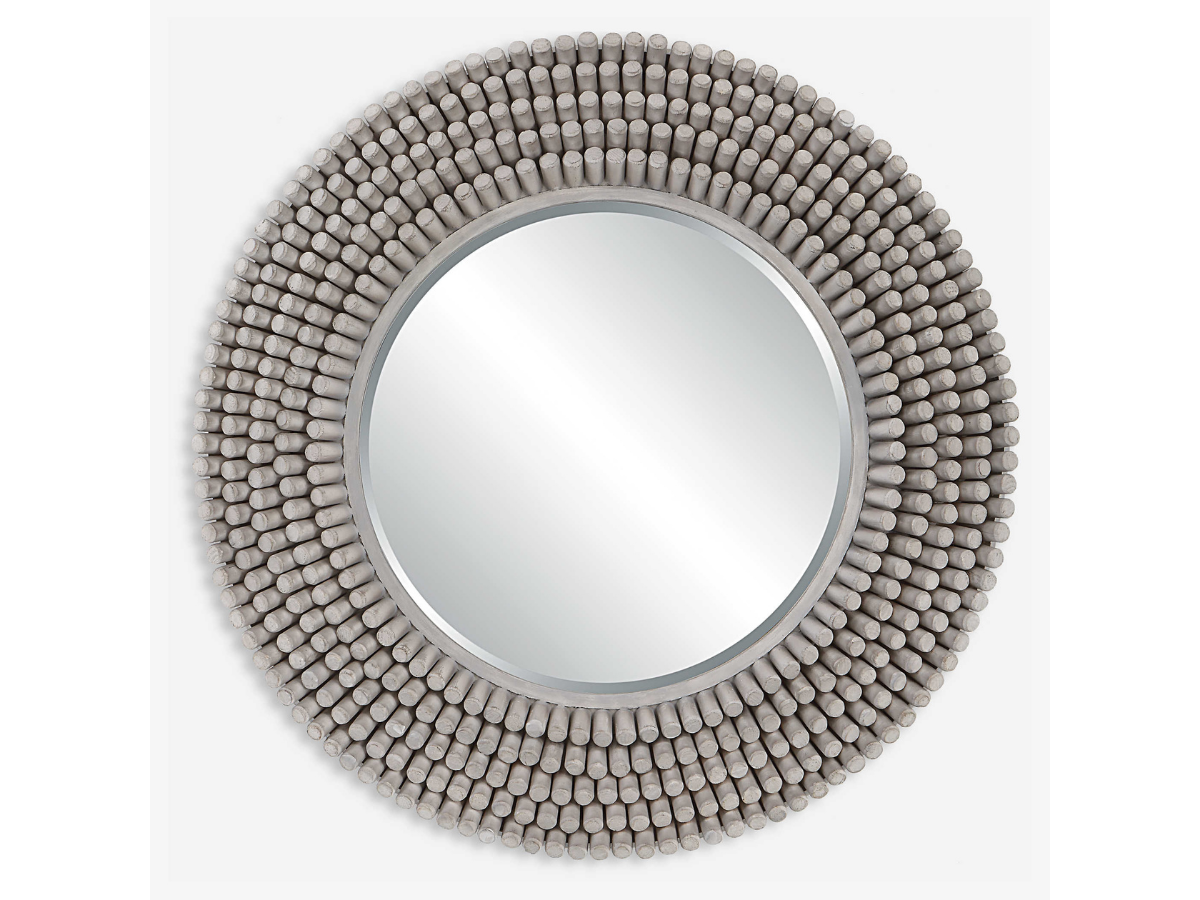 Abbyson Home Polaris Round Gray Mirror