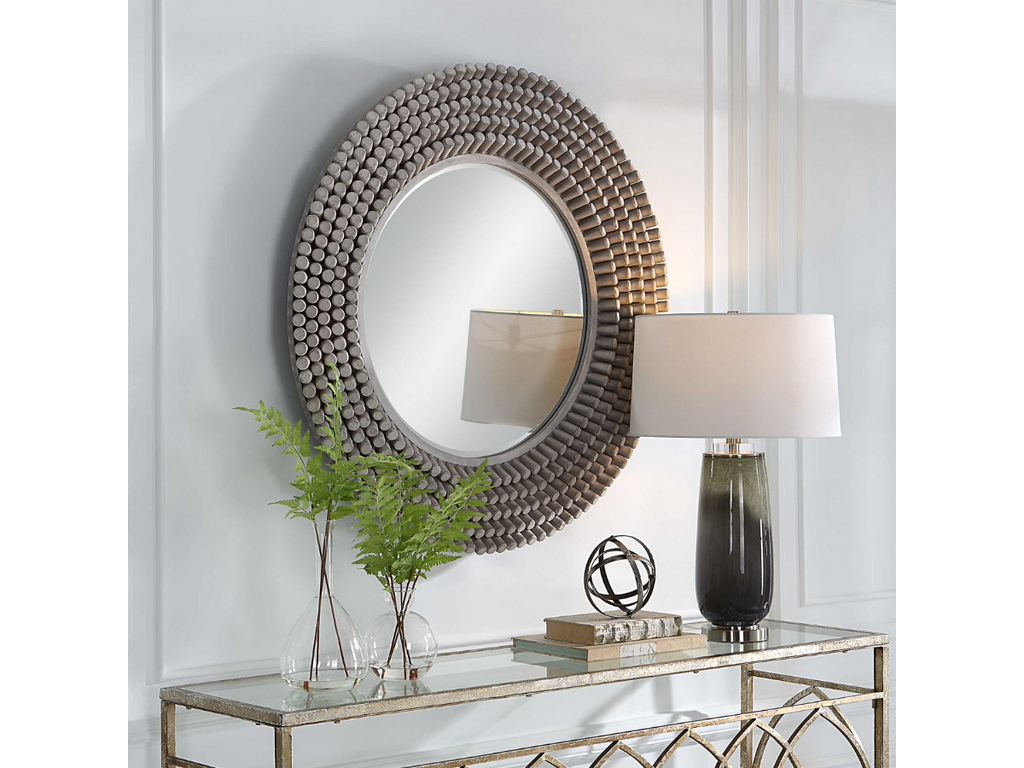 Abbyson Home Polaris Round Gray Mirror