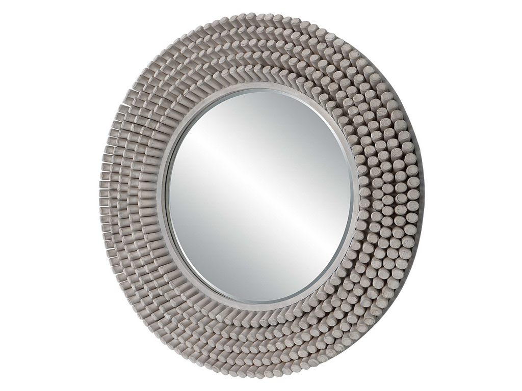 Abbyson Home Polaris Round Gray Mirror