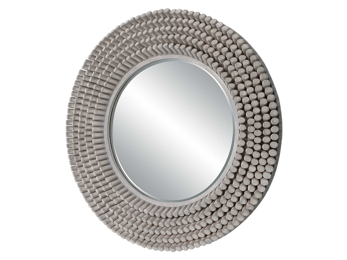 Abbyson Home Polaris Round Gray Mirror
