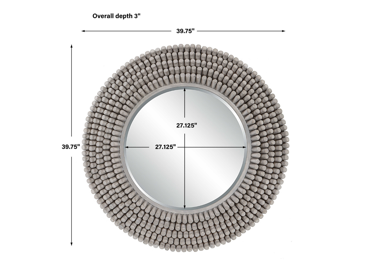 Abbyson Home Polaris Round Gray Mirror