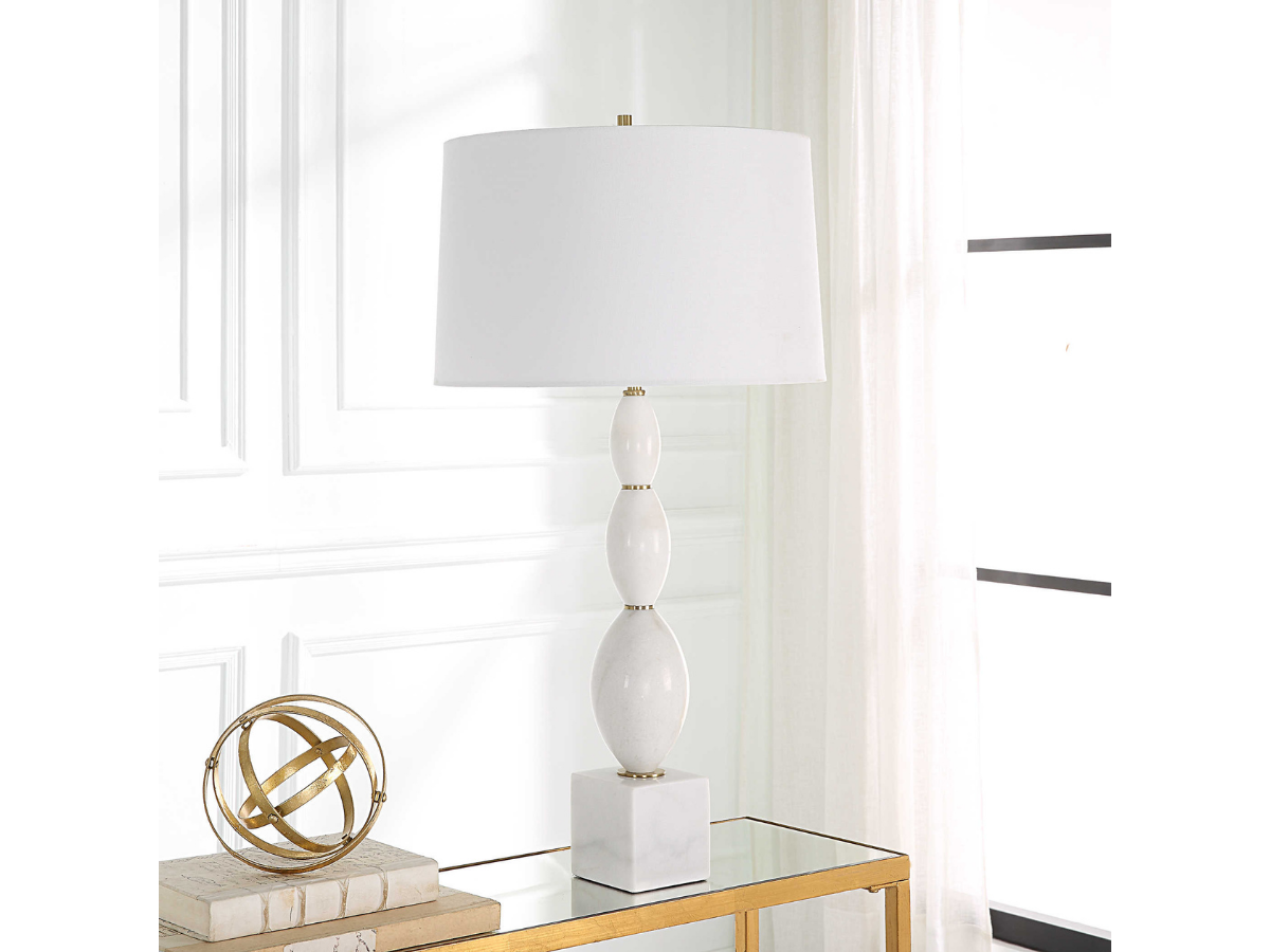Abbyson Home Renata White Marble Table Lamp