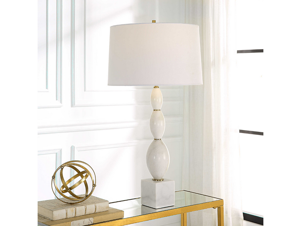 Abbyson Home Renata White Marble Table Lamp